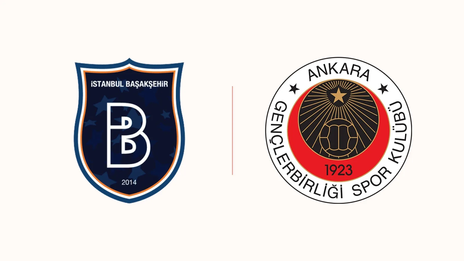 İstanbul Başakşehir ve Ankara Gençlerbirliği futbol kulüplerinin logoları.