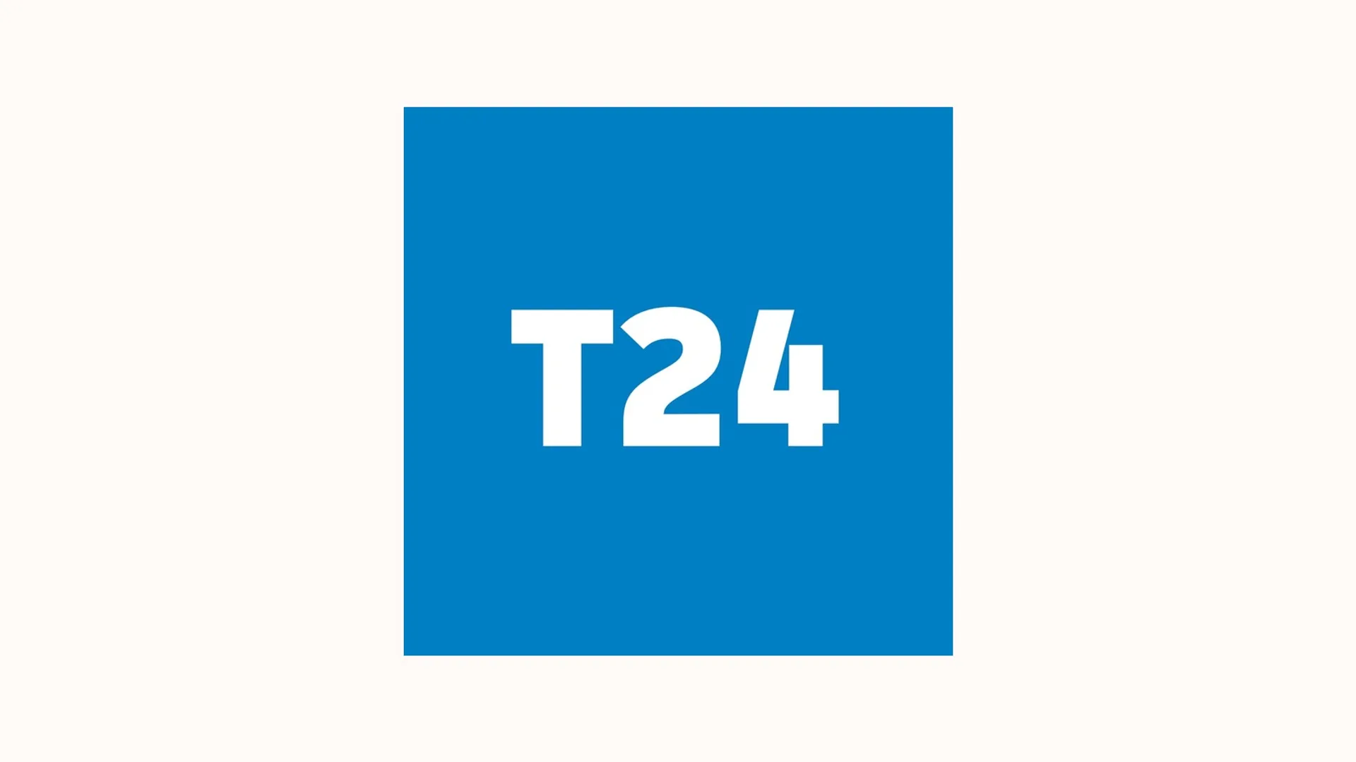Mavi kare üzerinde beyaz T24 yazılı logo