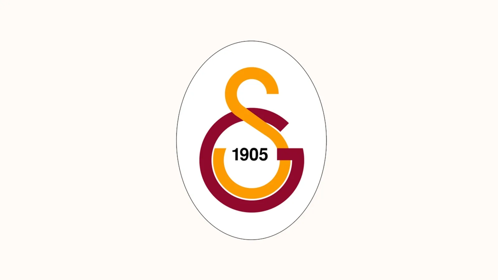 Galatasaray SK logosu, sarı-kırmızı renkler ve 1905 yazılı resmi amblem.