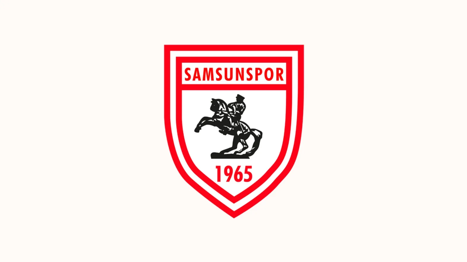 Samsunspor futbol kulübünün logosu, kırmızı çerçevede at ve yazı.