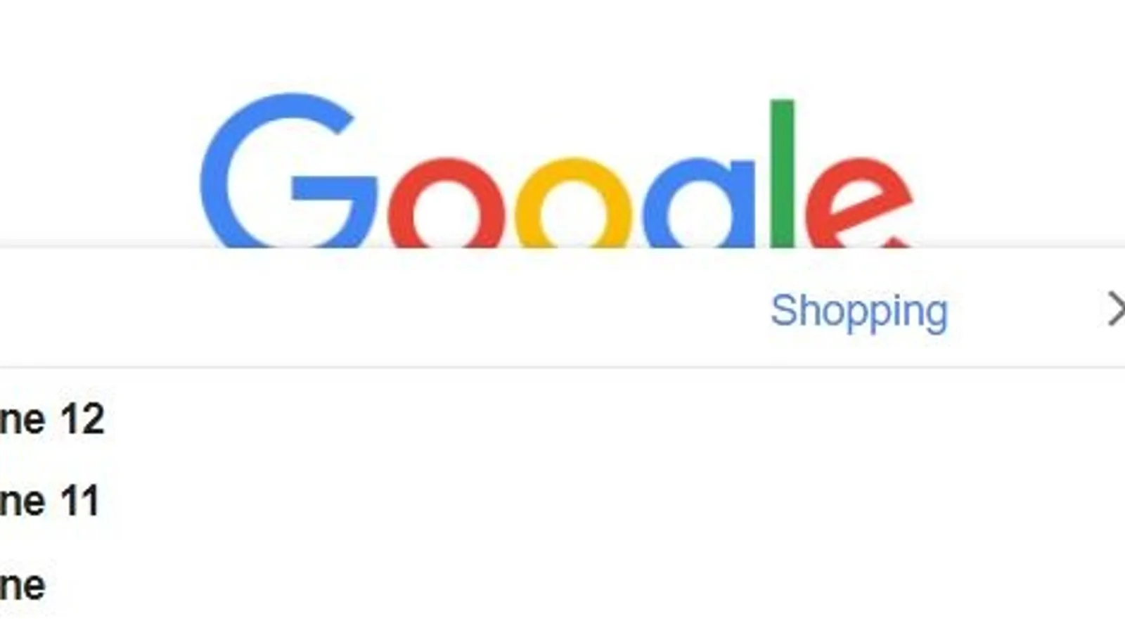 Google arama sonuçları sayfası, iPhone yazılı arama önerileri listesi.