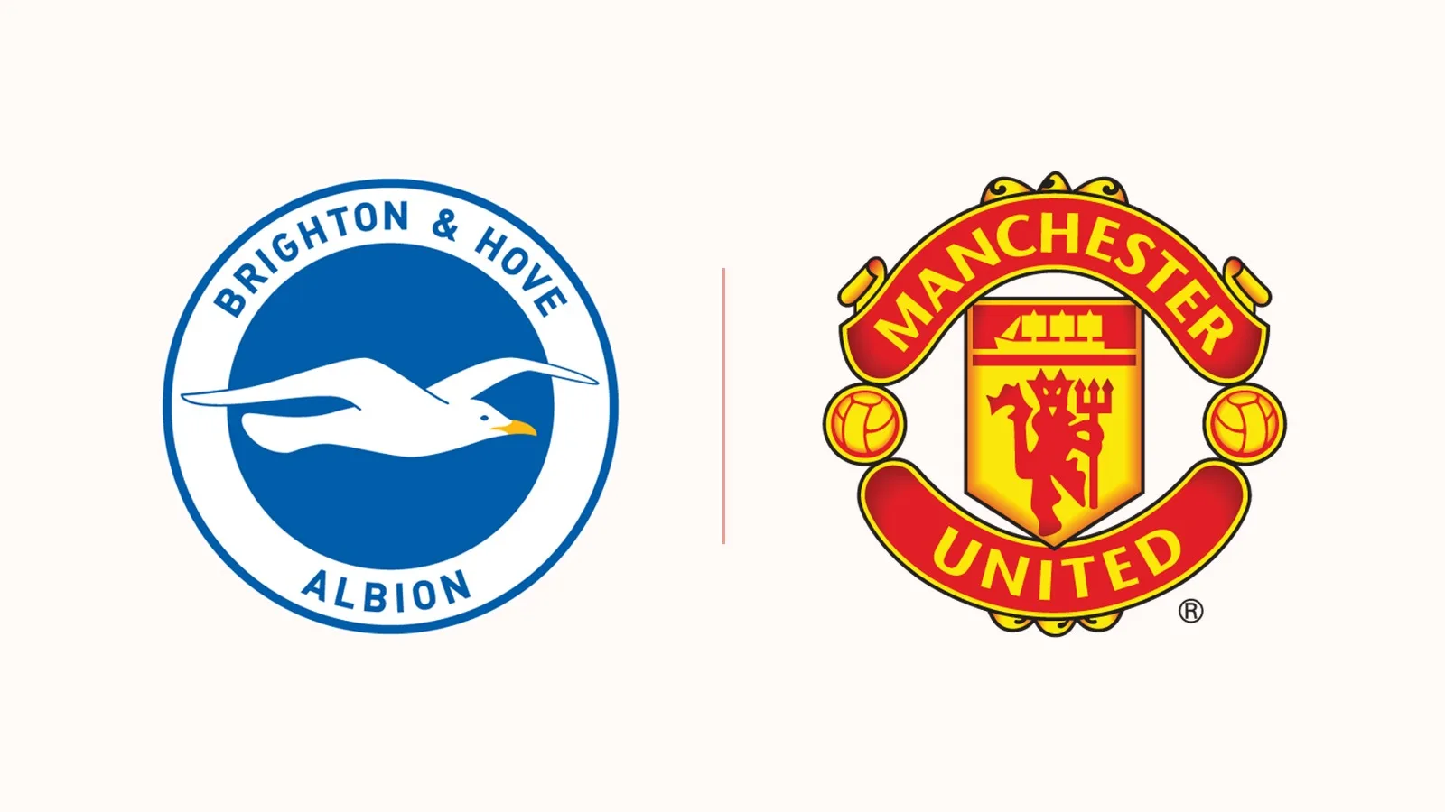 Brighton Albion ve Manchester United futbol kulübü logolarının karşılaştırması.