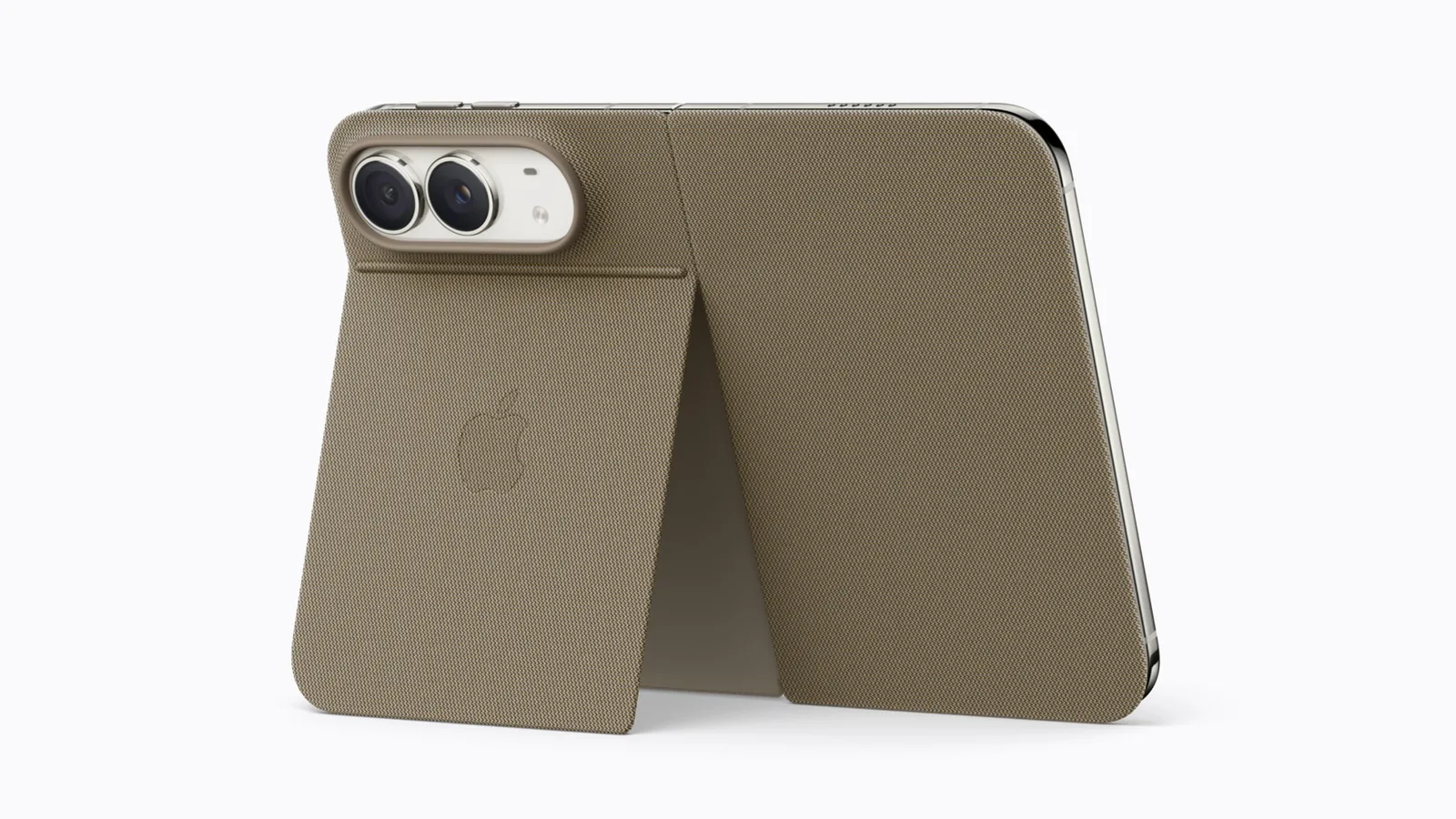 Vizon grisi renkli iPhone Duo için Stantlı Folio kılıf, entegre standı açık halde