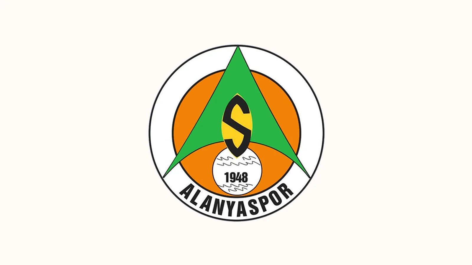 Alanyaspor futbol kulübünün yeşil ve turuncu renkli logosu, ortada sarı S harfi ve 1948 yılı yazılı.