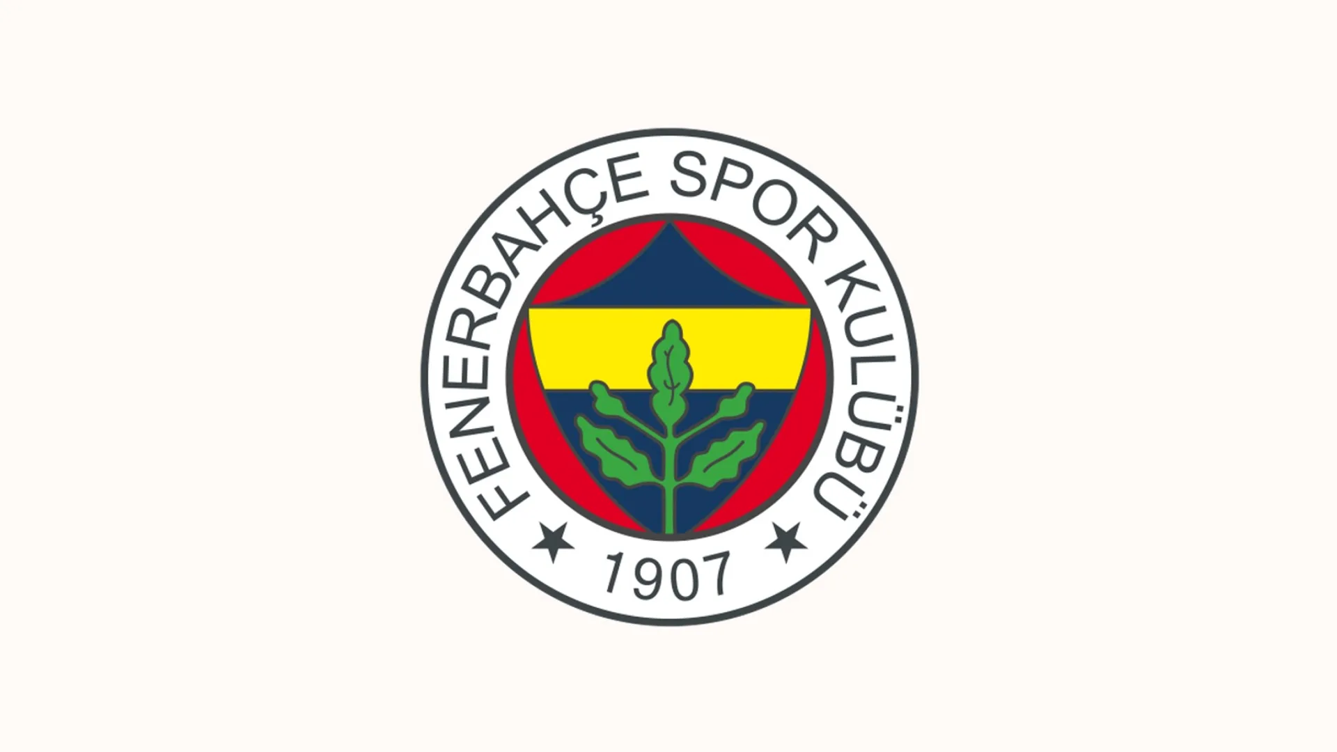 Beyaz zemin üzerinde sarı-lacivert, ortasında meşe yaprağı olan 1907 tarihli yuvarlak kulüp arması