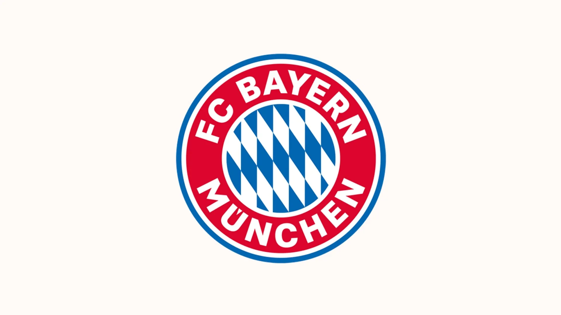 Açık renk zemin üzerinde kırmızı-mavi FC Bayern München arması
