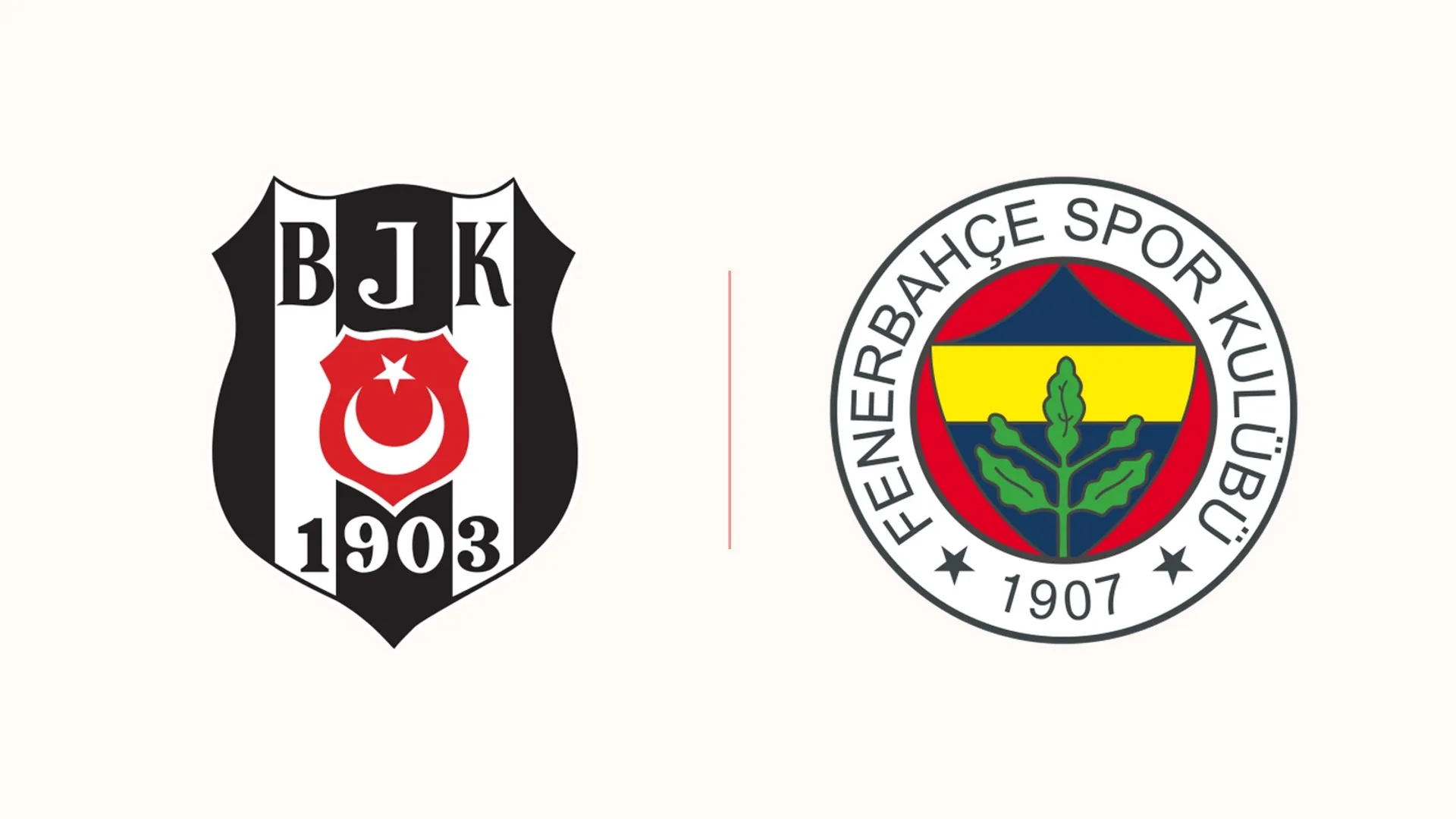 Beyaz zemin üzerinde yan yana Beşiktaş ve Fenerbahçe kulüp armaları