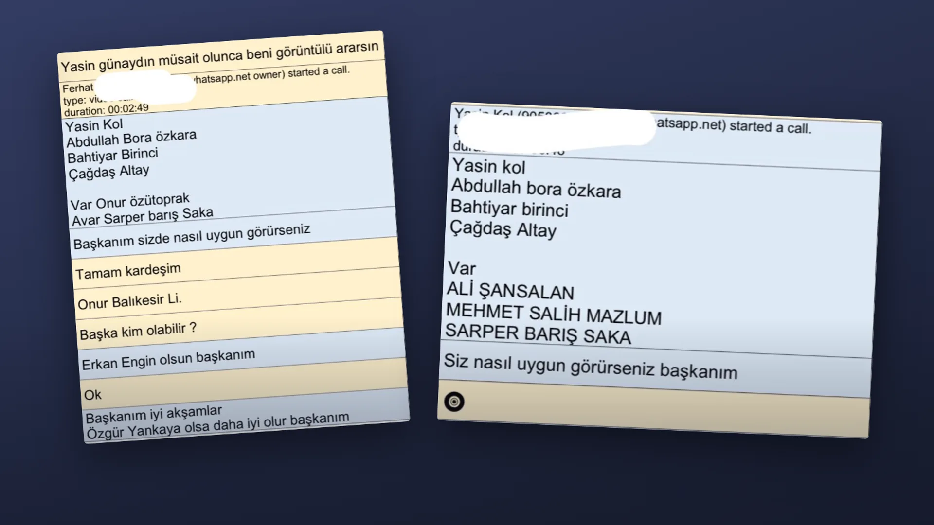 Yasin Kol ile Ferhat Gündoğdu arasında geçtiği öne sürülen WhatsApp yazışmalarından iki bölüm: 26 Mayıs 2025 ve 1 Ekim 2025 tarihli hakem listeleri.
