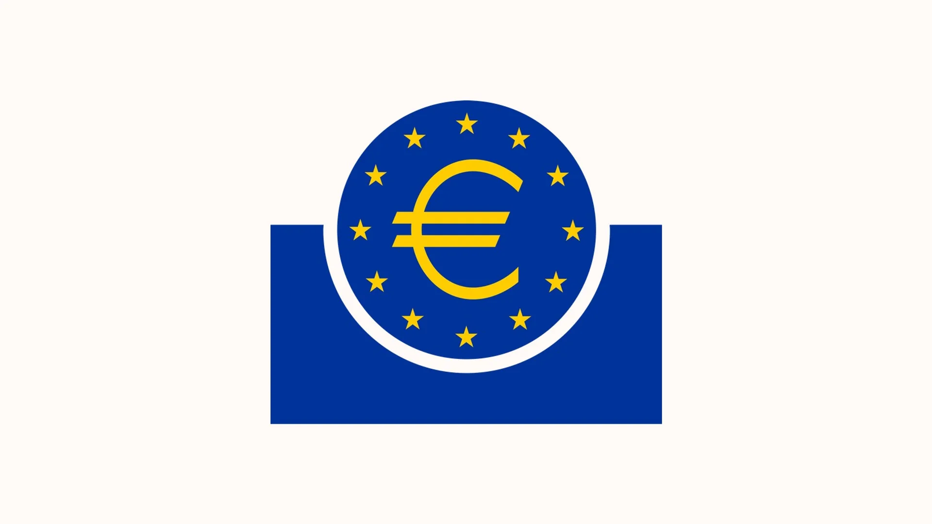 Mavi daire içinde sarı yıldızlarla çevrili sarı euro simgesi bulunan mavi logo