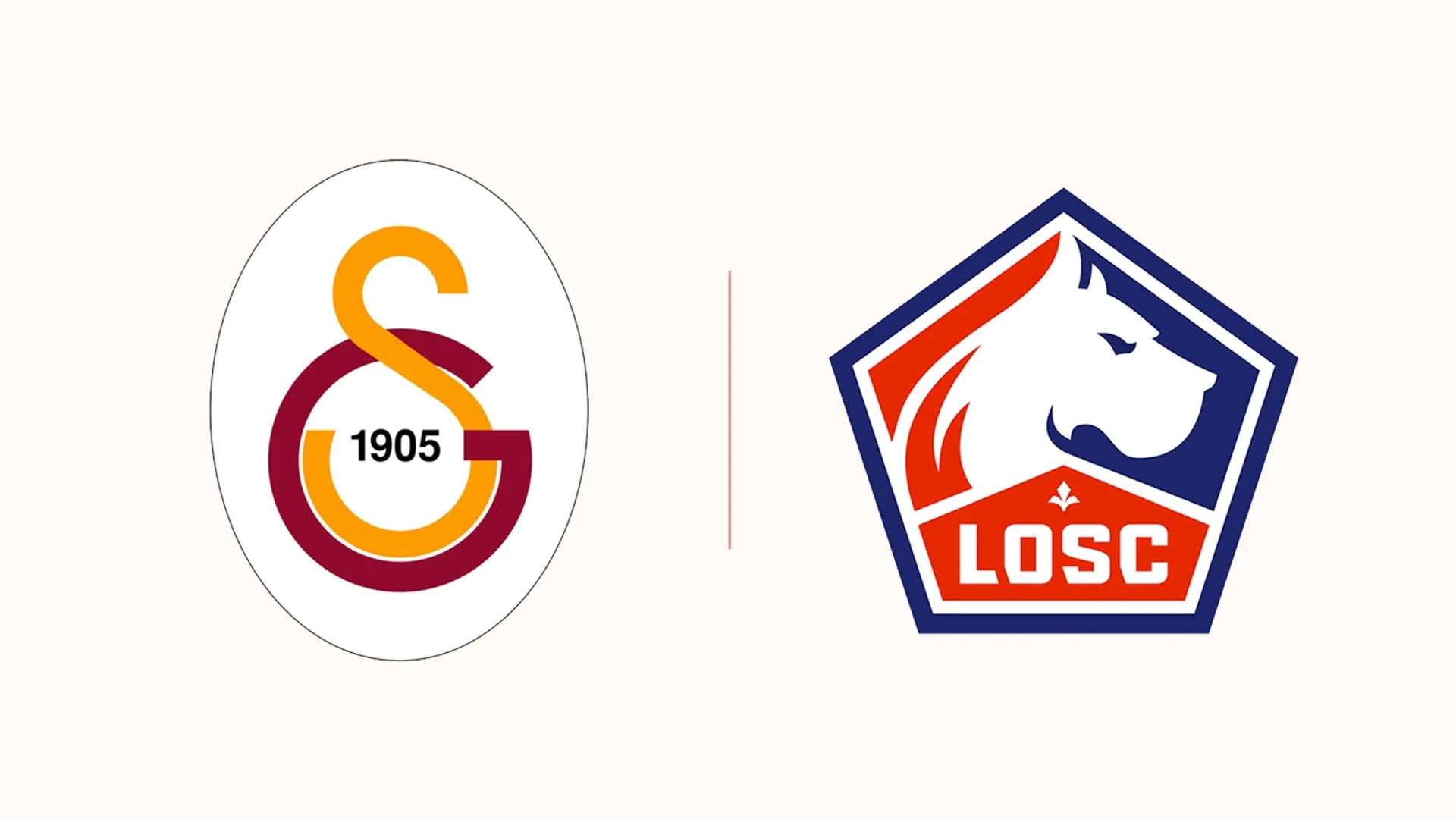 Açık renk zemin üzerinde yan yana Galatasaray ve LOSC Lille armaları