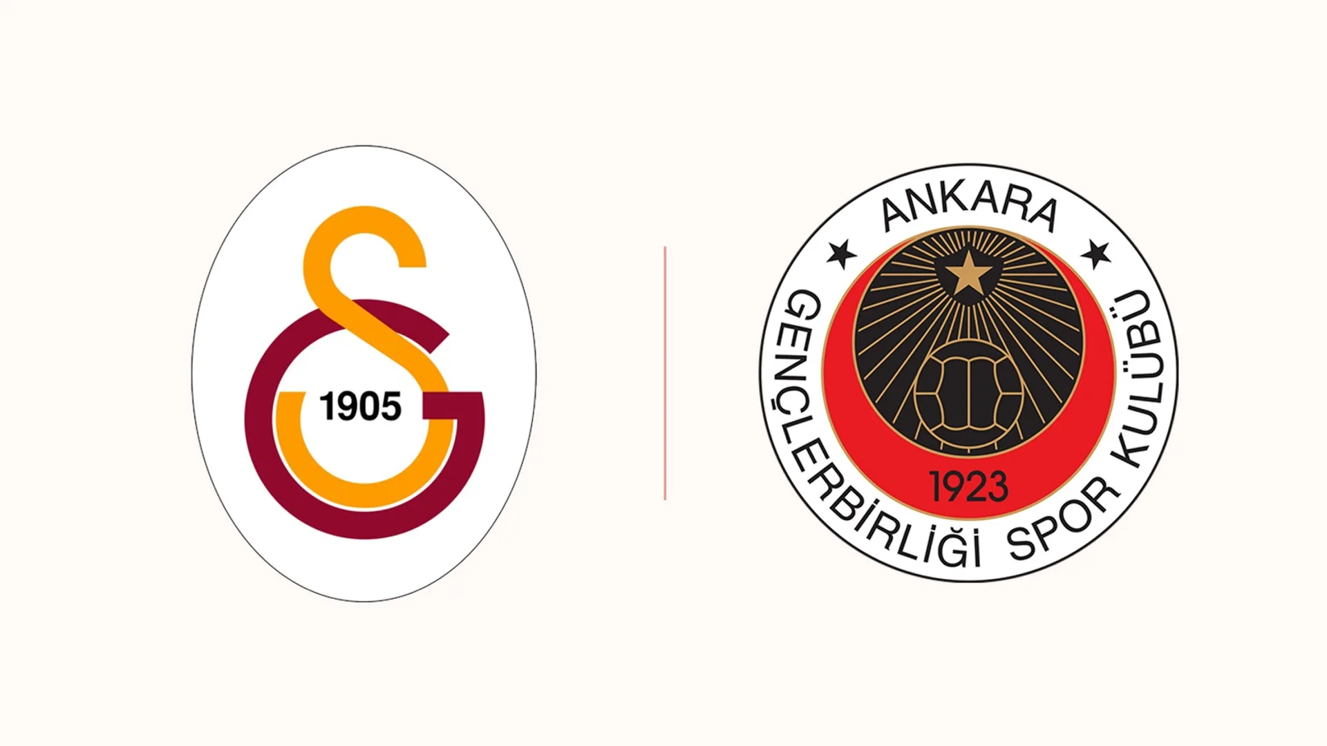 Beyaz zemin üzerinde yan yana Galatasaray ve Gençlerbirliği kulüp armaları