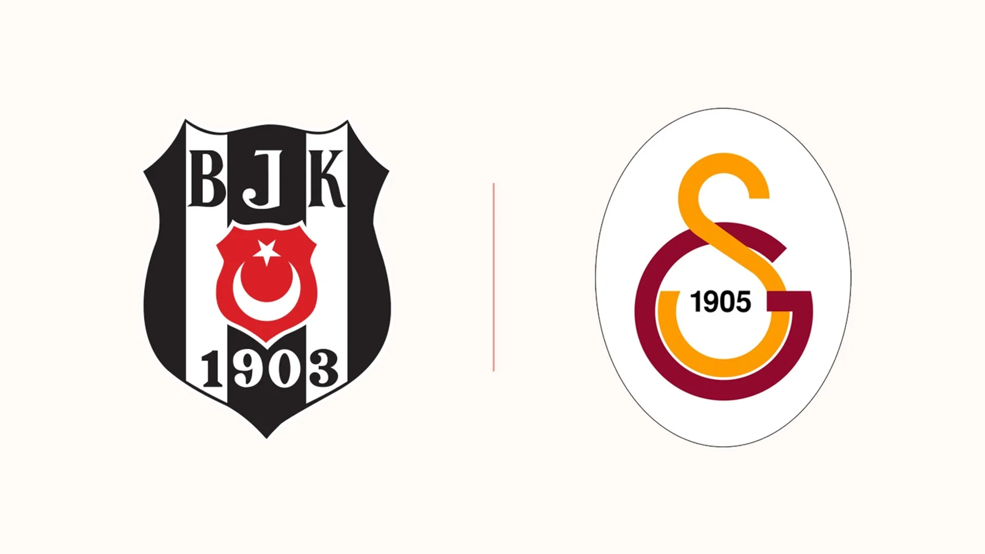 Açık zemin üzerinde yan yana duran siyah-beyaz BJK ve sarı-kırmızı GS armaları