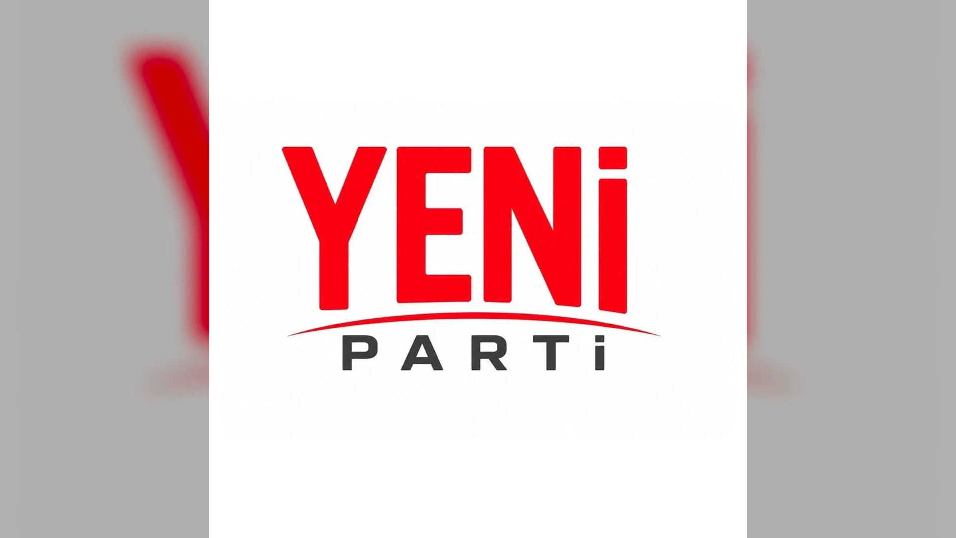 Beyaz zemin üzerinde kırmızı harflerle YENİ, altında koyu gri harflerle PARTİ yazılı logo