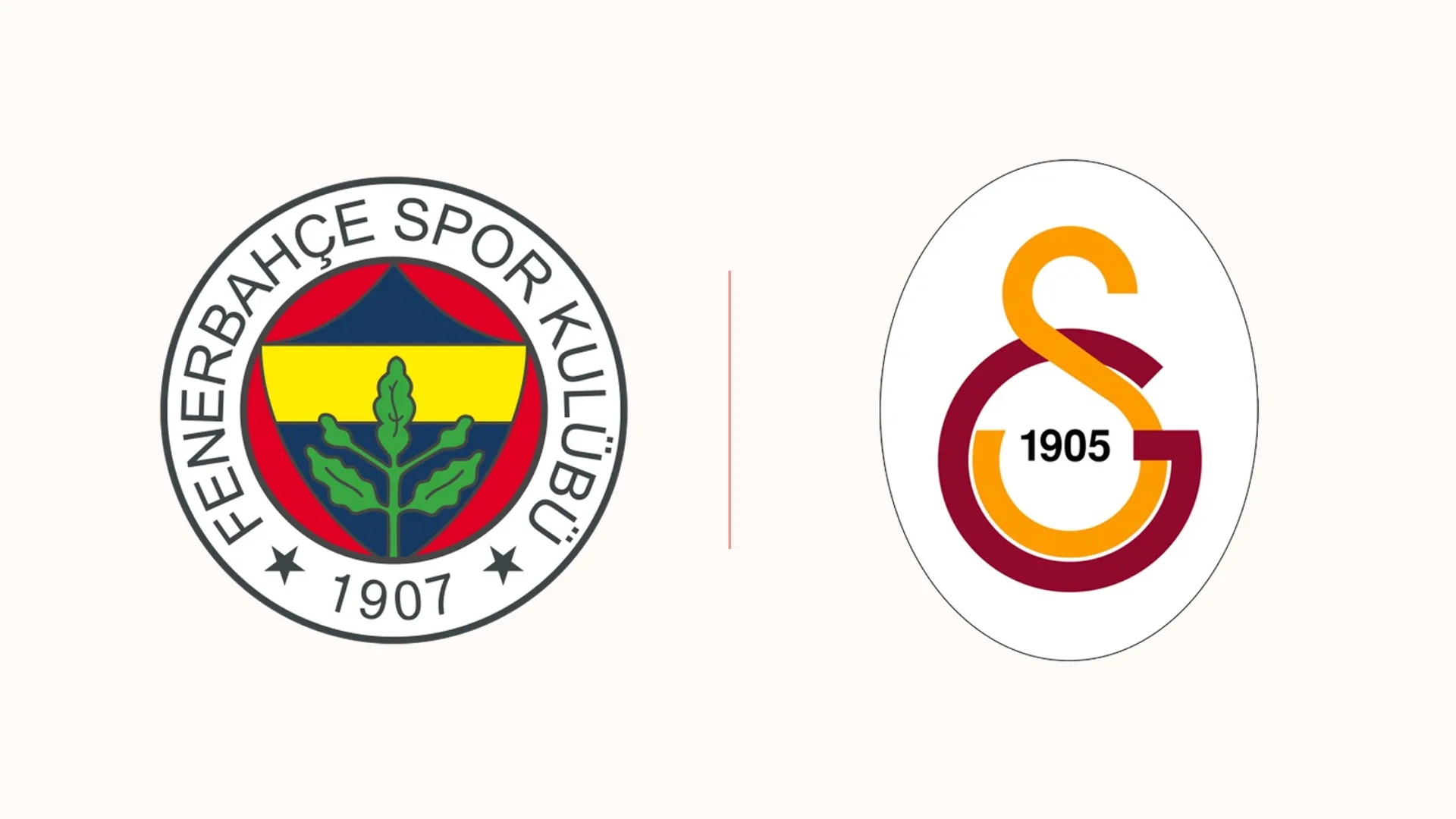 Beyaz zemin üzerinde yan yana Fenerbahçe ve Galatasaray armaları