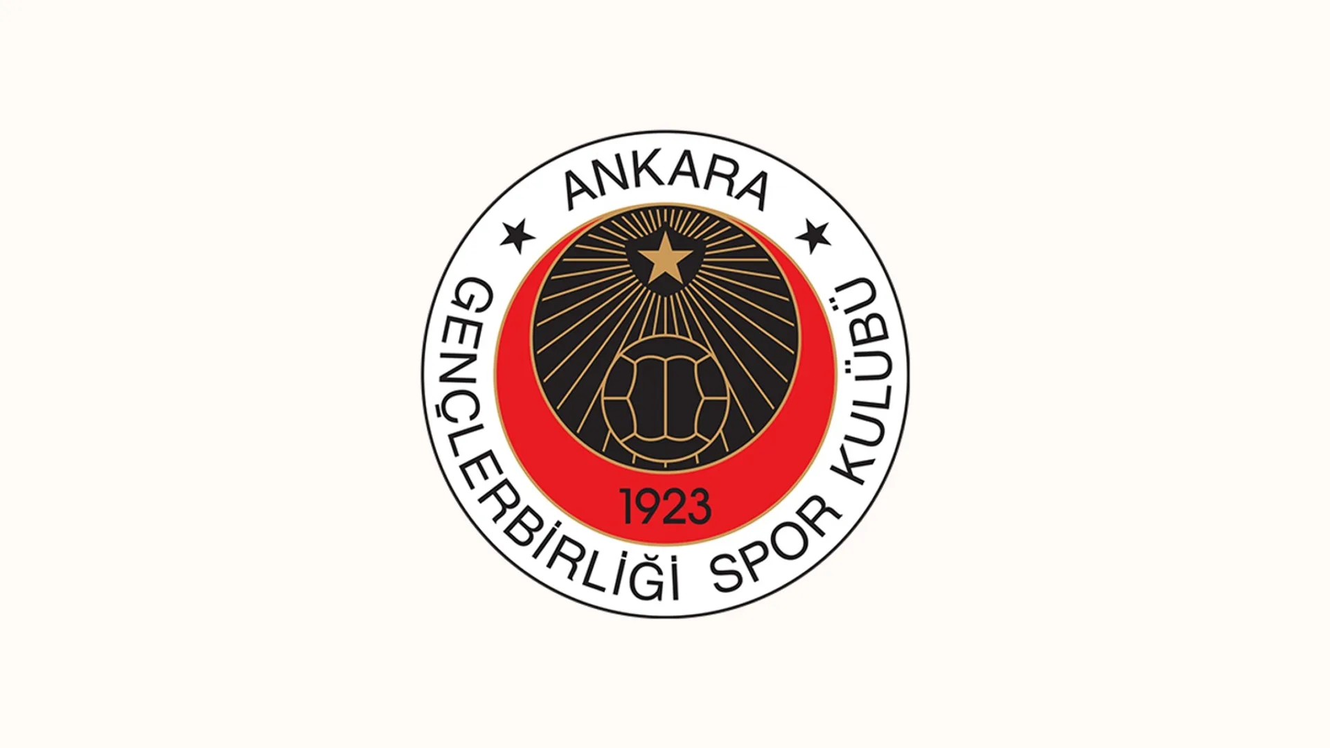 Kırmızı hilal, yıldız ve top bulunan, 1923 yazılı Ankara Gençlerbirliği Spor Kulübü arması