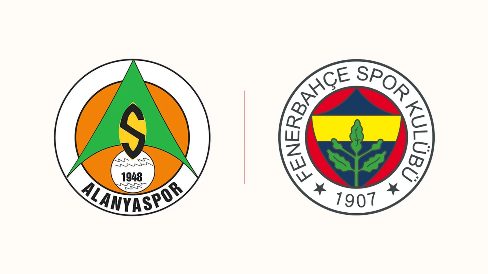 Beyaz zemin üzerinde yan yana Alanyaspor ve Fenerbahçe kulüp armaları