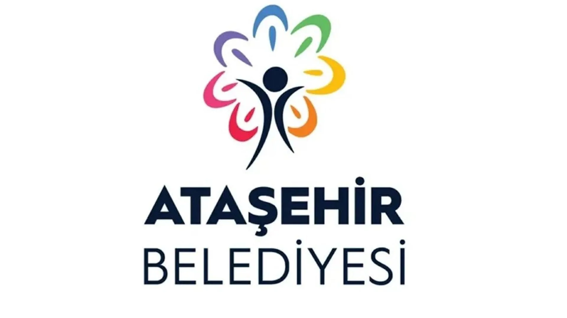 Beyaz zemin üzerinde renkli çiçek motifli Ataşehir Belediyesi logosu