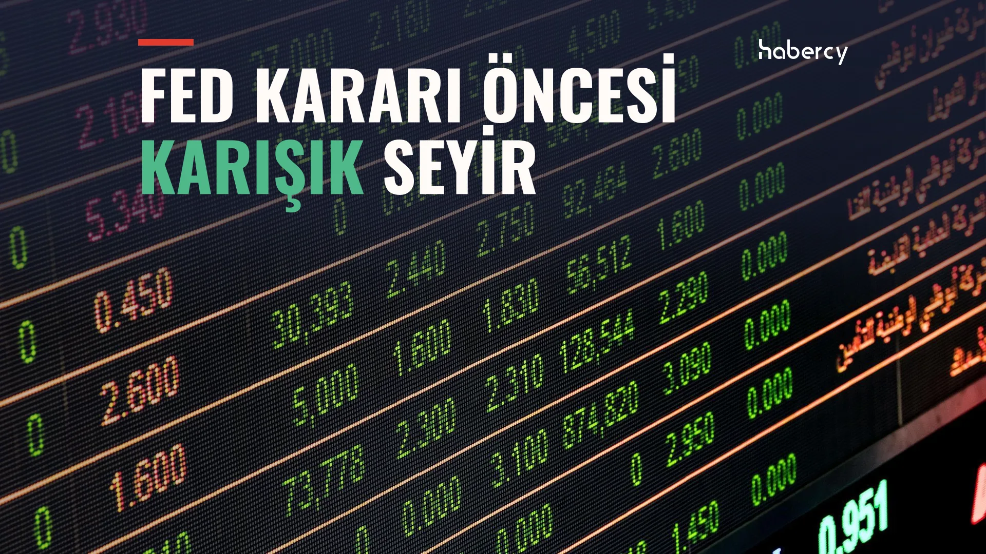 Koyu zemin üzerinde yeşil ve kırmızı rakamlar gösteren elektronik borsa ekranı